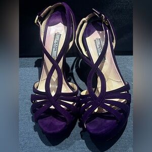 Prada Plum Suede Strappy High Heels